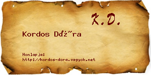 Kordos Dóra névjegykártya